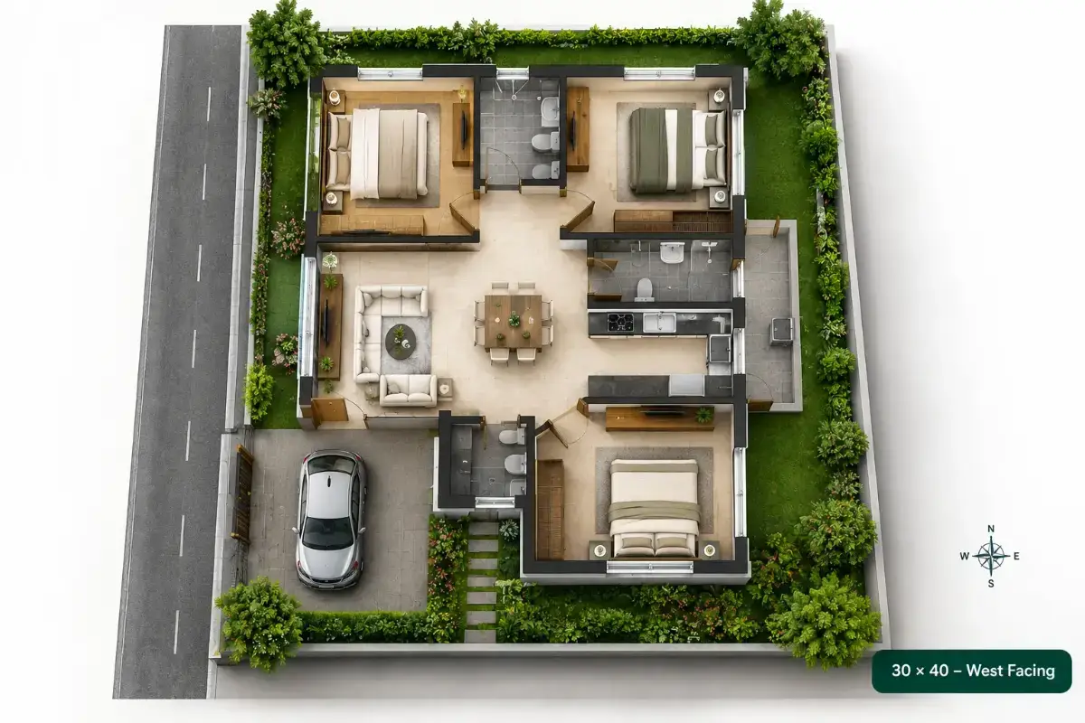 Myhna Meadows 30 × 40 – West Facing floor plan
