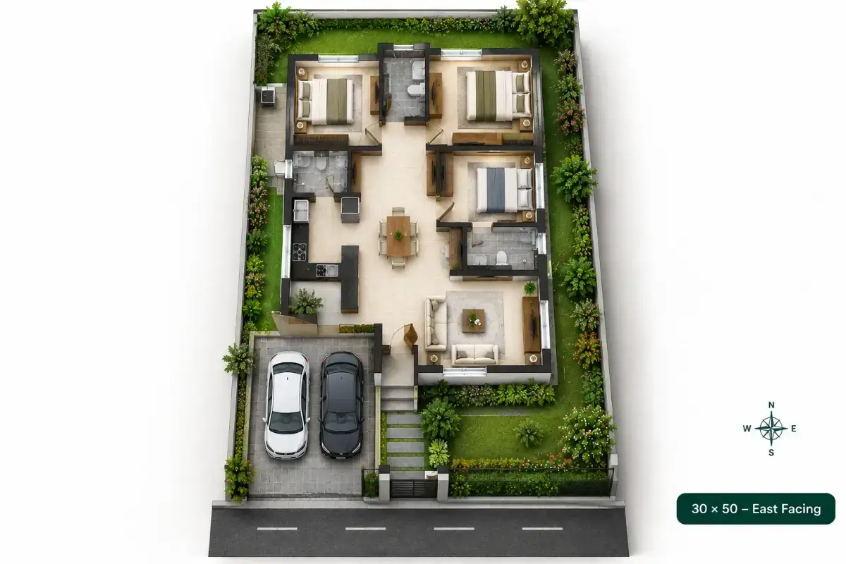 Myhna Meadows 30 × 50 – East Facing floor plan