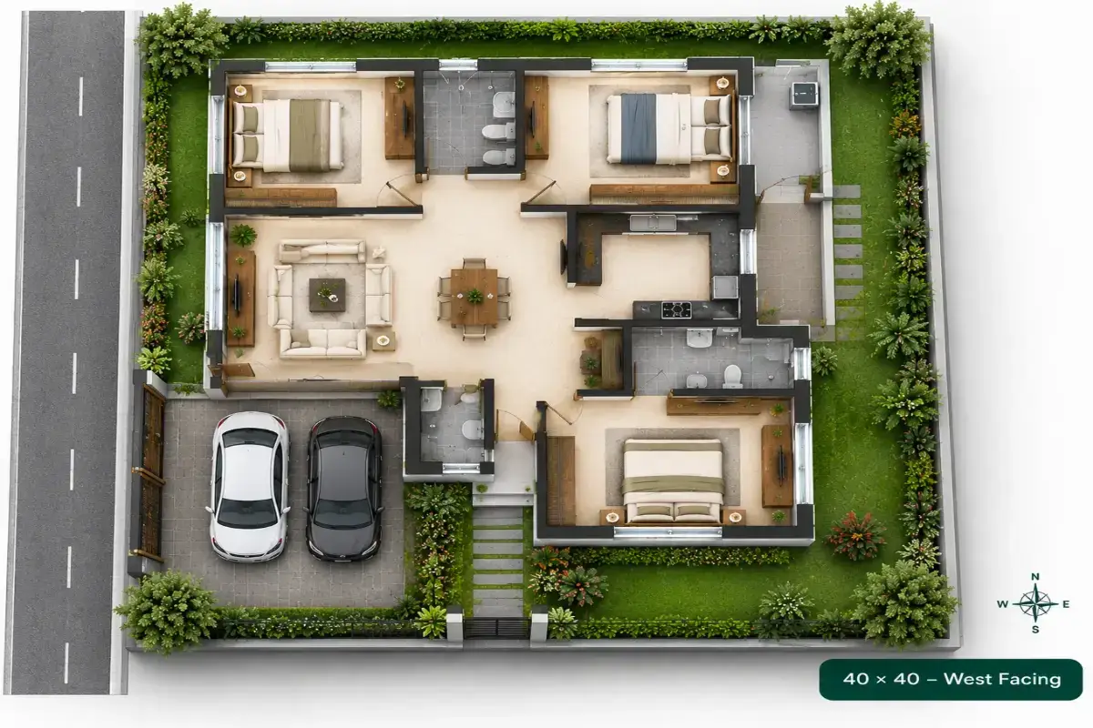 Myhna Meadows 40 × 40 – West Facing floor plan