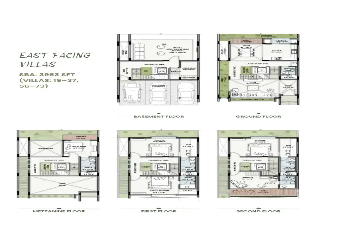 Bandu Eco Crest East-Facing 4 BHK Villa Floor Plan