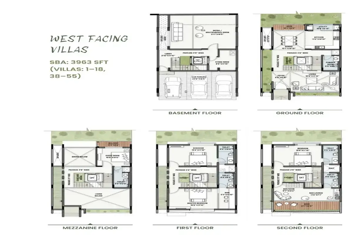 Bandu Eco West-Facing 4 BHK Villa Floor Plan