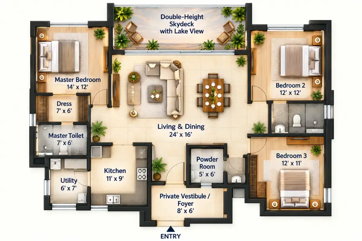 NVT Sky Villas 3 bhk floor plans