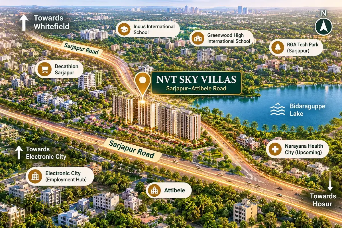 NVT Sky Villas location on Sarjapur Attibele Road Bangalore